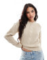 Фото #1 товара Vila round neck cable knit jumper in cream