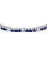 ფოტო #2 პროდუქტის Gemstones 2.2 CTW White Zircon Alternating Created Blue Sapphire Bolo Tennis Bracelet for Women Adjustable 7-8 Inch .925 Sterling Silver