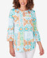 ფოტო #1 პროდუქტის Petite Breezy Eclectic Patchwork Knit Top