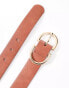 Vero Moda half moon gold buckle belt in tan