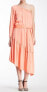 Фото #1 товара BCBGMAXAZRIA Womens One Shoulder Asymmetrical Hem Shift Dress Orange Size Small