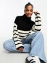 JDY roll neck jumper in black and white stripe black & white stripe, 2XL - фото #4