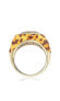 Suzy Levian Sterling Silver Cubic Zirconia Brown Oval-cut Animal Print Ring