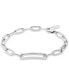 ფოტო #1 პროდუქტის Stainless Steel Pavé & Logo Link Bracelet