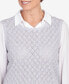 ფოტო #5 პროდუქტის Petite Isn't It Romantic Collar Layered Imitation Pearl Trim Sweater
