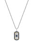 Multicolor Cubic Zirconia Evil Eye Dog Tag 24" Pendant Necklace in Sterling Silver and Black- & Gold-Tone Ion-Plate