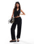 Фото #1 товара Abercrombie & Fitch co-ord linen blend wide leg trouser in black