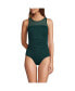 Women's Long Chlorine Resistant Smoothing Control Mesh High Neck One Piece Swimsuit