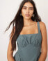 ASOS EDITION structured ruched bust corset detail mini dress in slate blue Сланцево-синий, 34 - фото #3