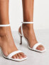 Фото #3 товара ASOS DESIGN Halsey barely there heeled sandals in white