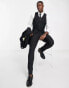 Noak premium wool-rich skinny suit waistcoat in black