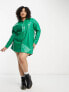 Фото #4 товара Native Youth Plus PU mini shirt dress in green with contrast stitch