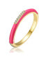 Фото #1 товара RA Young Adults/Teens 14k Yellow Gold Plated with Cubic Zirconia Pink Enamel Stackable Band Chevron Ring