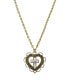 Gold-Tone Heart with White Floral Cross Necklace