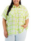 ფოტო #1 პროდუქტის Plus Size Cotton Button-Front Camp Shirt