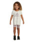 ფოტო #1 პროდუქტის Little Girls Short Sleeve Back Pleat Top and Bike Shorts, 2 Piece Set