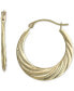ფოტო #1 პროდუქტის Swirl Texture Tapered Small Hoop Earrings in 10k Gold, 3/4"