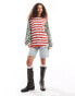 Фото #1 товара Free People oversized long sleeve striped t-shirt