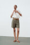 DARTED BERMUDA SHORTS WITH BELT