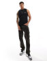 ASOS DESIGN tank vest in black with compass text back print