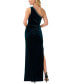 Фото #4 товара Women's Velvet Ruched One-Shoulder Gown