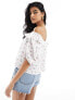 Фото #7 товара Barbour off shoulder top in white floral