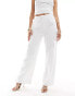 Kaiia linen look wide leg pocket detail trousers co-ord in white