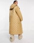 ASOS DESIGN Tall longline quilted coat in camel