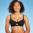 Фото #3 товара Women's Knot-Front Crepe Textured Bralette Bikini Top Shade & Shore™ Size Small