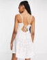 Фото #4 товара Topshop tall Broderie tiered mini beach dress in white
