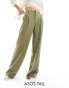 Фото #1 товара ASOS DESIGN Tall wide leg dad trouser with linen in olive