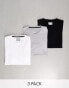 Фото #2 товара Hollister 3 pack slim fit crew neck small logo t-shirt in white/grey/navy