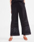 Фото #3 товара Women's Cotton Crochet Wide-Leg Pull-On Pants, Created for Macy's