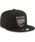 ფოტო #2 პროდუქტის New Era Men's Black Sacramento Kings Black White Logo 9fifty Adjustable Snapback Hat