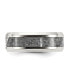 Stainless Steel Polished Gray Fiber Inlay CZ 8mm Band Ring