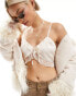 Reclaimed Vintage tie front cami with lace detail in white