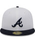 ფოტო #2 პროდუქტის Men's White, Navy Atlanta Braves Optic 59FIFTY Fitted Hat