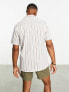 ASOS DESIGN revere towelling shirt in neutral stripe