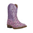 Фото #2 товара Roper Lavender Glitter Floral Square Toe Cowboy Toddler Girls Purple Casual Boo