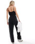 & Other Stories relaxed leg stretch jumpsuit with camisole straps and tie waist in black Черный, L - EU 44 - фото #4