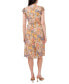 Фото #2 товара Petite Printed Flutter-Sleeve V-Neck Dress