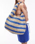 Фото #1 товара Topshop Tilly straw scoop shoulder bag in blue stripe