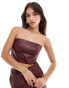 Фото #1 товара Extro & Vert PU bandeau top in burgundy co-ord