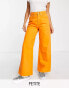 DTT Petite – Jeans in Orange mit hohem Bund und weitem Bein