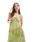 Фото #2 товара Miss Selfridge patchwork fabric mix maxi slip dress in green