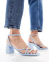 Stradivarius strappy block heeled sandal in blue