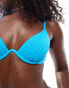 South Beach crinkle underwire bikini top in blue