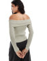 Vero Moda off shoulder knitted top in stone