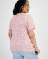 Plus Size Short-Sleeve Henley Printed Top, Created for Macy's