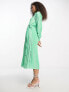 Фото #4 товара Y.A.S plisse shirt midi dress in green